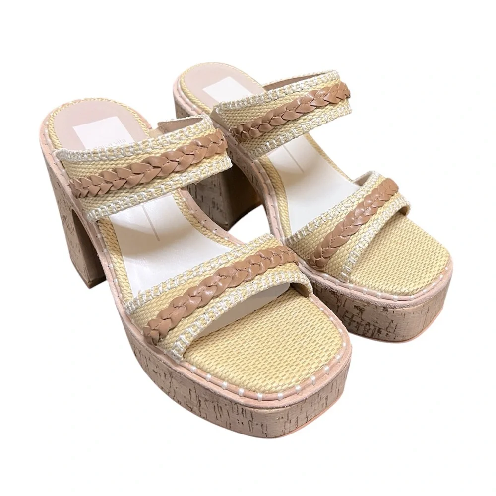 Dolce Vita Whim Heels In Honey Raffia Size 7.5